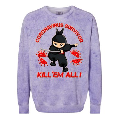 Coronavirus Survivor Ninja Kill Em' All Colorblast Crewneck Sweatshirt