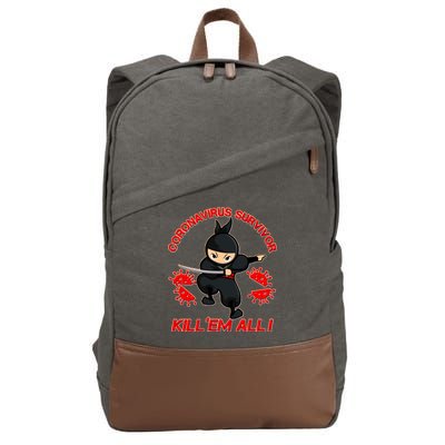 Coronavirus Survivor Ninja Kill Em' All Cotton Canvas Backpack