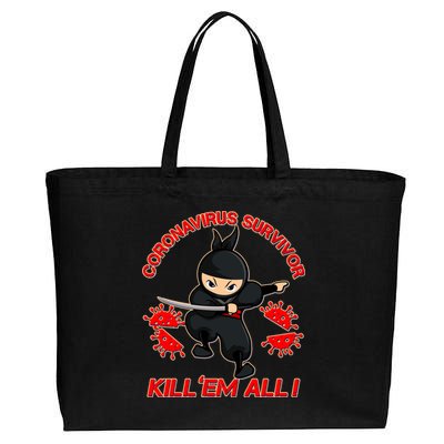 Coronavirus Survivor Ninja Kill Em' All Cotton Canvas Jumbo Tote