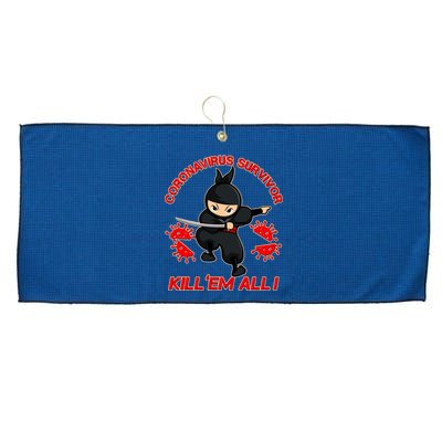 Coronavirus Survivor Ninja Kill Em' All Large Microfiber Waffle Golf Towel