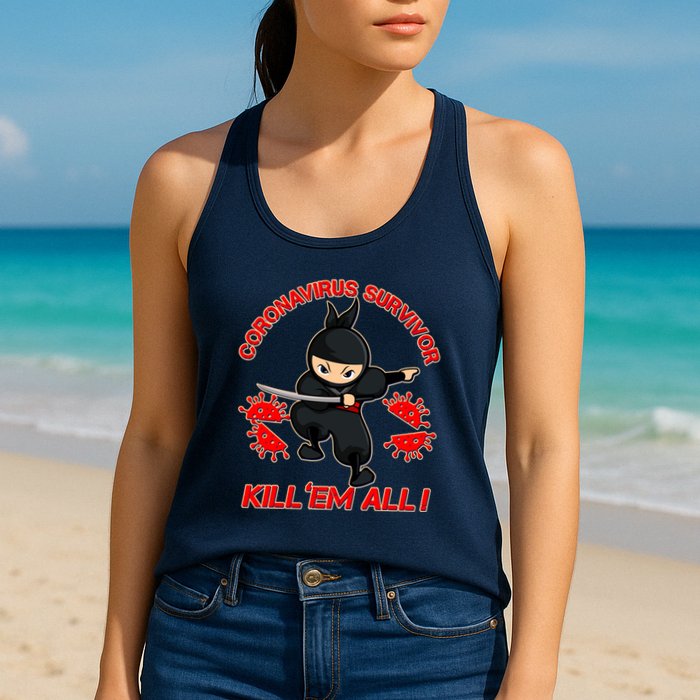 Coronavirus Survivor Ninja Kill Em' All Womens Tank Top