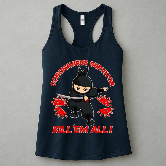Coronavirus Survivor Ninja Kill Em' All Womens Tank Top