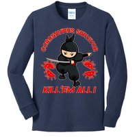 Coronavirus Survivor Ninja Kill Em' All Kids Long Sleeve Shirt