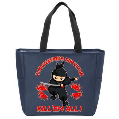 Coronavirus Survivor Ninja Kill Em' All Zip Tote Bag