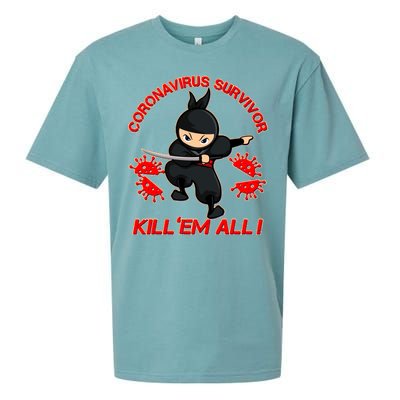 Coronavirus Survivor Ninja Kill Em' All Sueded Cloud Jersey T-Shirt