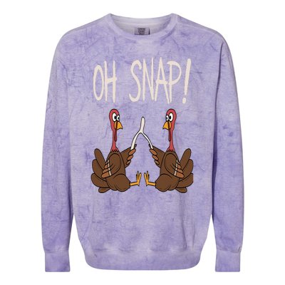 Cool Oh Snap Funny Turkey With Wishbone Thanksgiving Colorblast Crewneck Sweatshirt