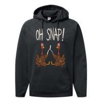 Cool Oh Snap Funny Turkey With Wishbone Thanksgiving Performance Fleece Hoodie