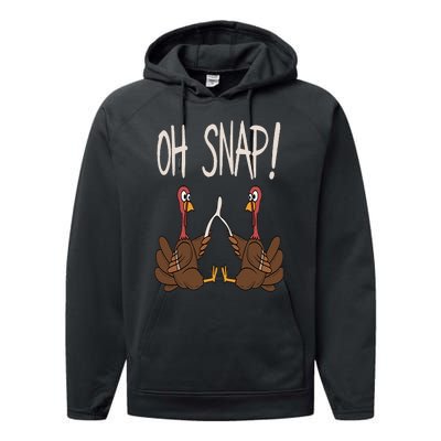 Cool Oh Snap Funny Turkey With Wishbone Thanksgiving Performance Fleece Hoodie