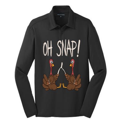 Cool Oh Snap Funny Turkey With Wishbone Thanksgiving Silk Touch Performance Long Sleeve Polo