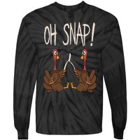 Cool Oh Snap Funny Turkey With Wishbone Thanksgiving Tie-Dye Long Sleeve Shirt