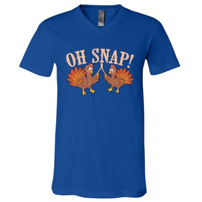 Cool Oh Snap! Funny Turkey With Wishbone Thanksgiving Gift Meaningful Gift V-Neck T-Shirt