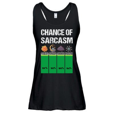 chance of sarcasm weather funny weather Ladies Essential Flowy Tank