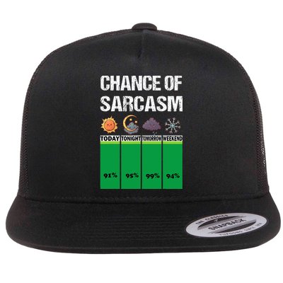chance of sarcasm weather funny weather Flat Bill Trucker Hat