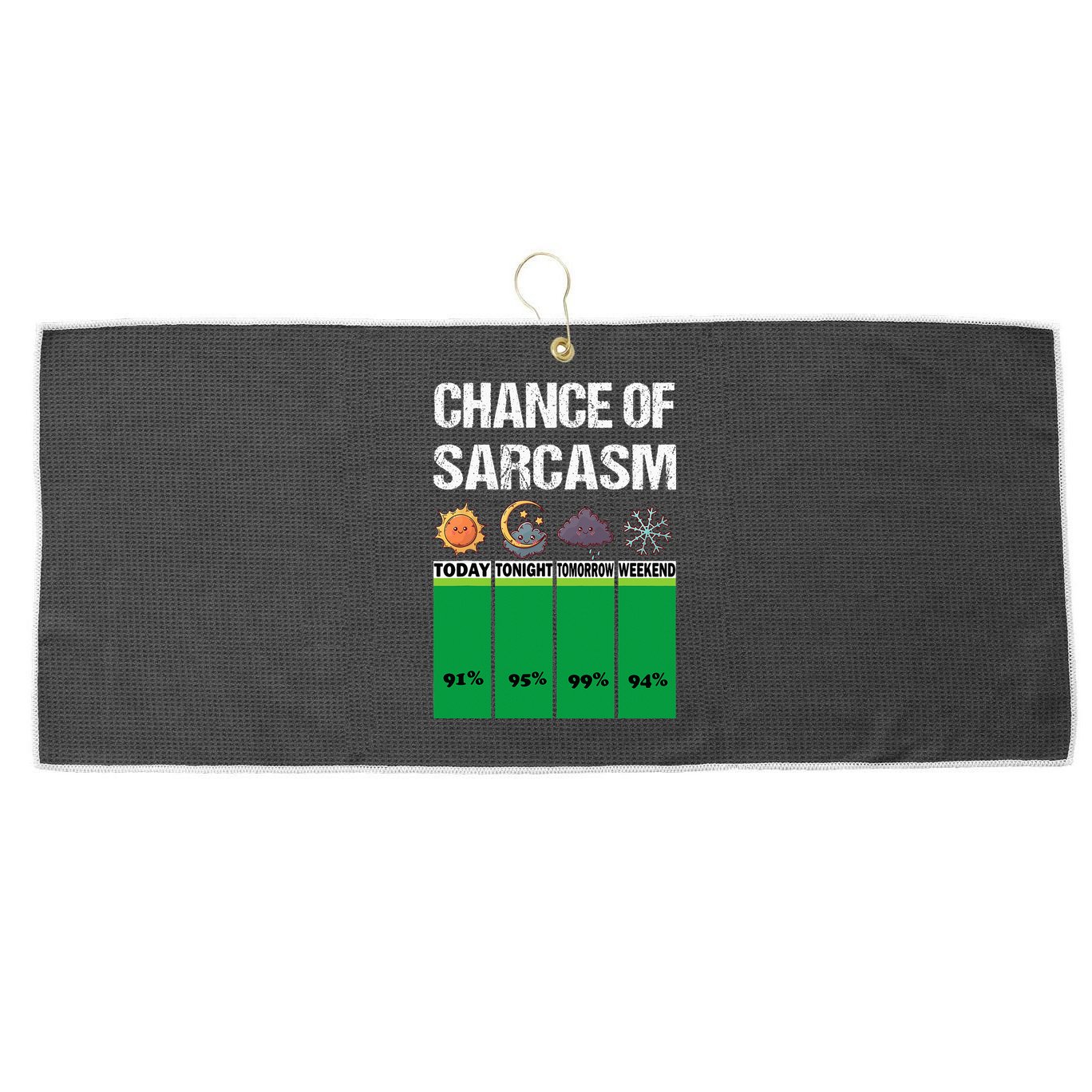 chance of sarcasm weather funny weather Large Microfiber Waffle Golf Towel