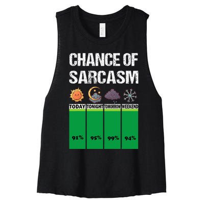 chance of sarcasm weather funny weather Women's Racerback Cropped Tank