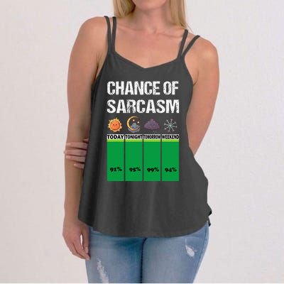 chance of sarcasm weather funny weather Women's Strappy Tank