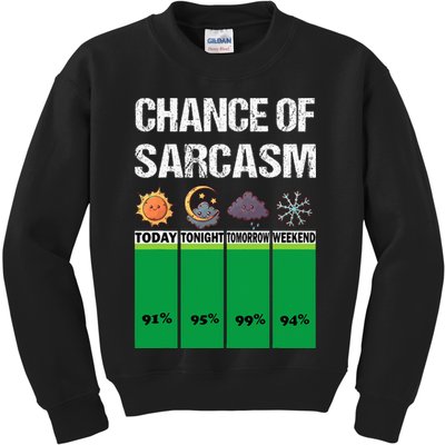chance of sarcasm weather funny weather Kids Sweatshirt