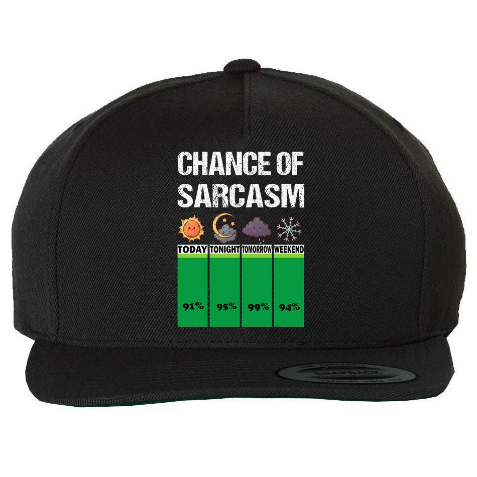 chance of sarcasm weather funny weather Wool Snapback Cap