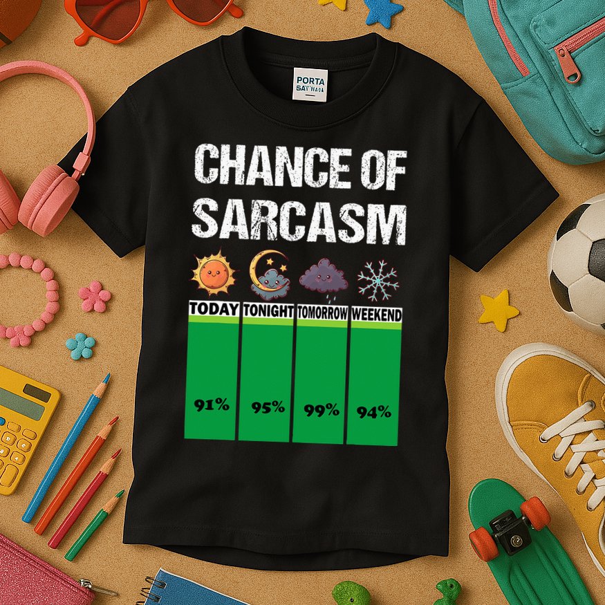 chance of sarcasm weather funny weather Kids T-Shirt