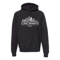 Cincinnati Ohio Skyline Travel To Cincinnati Premium Hoodie