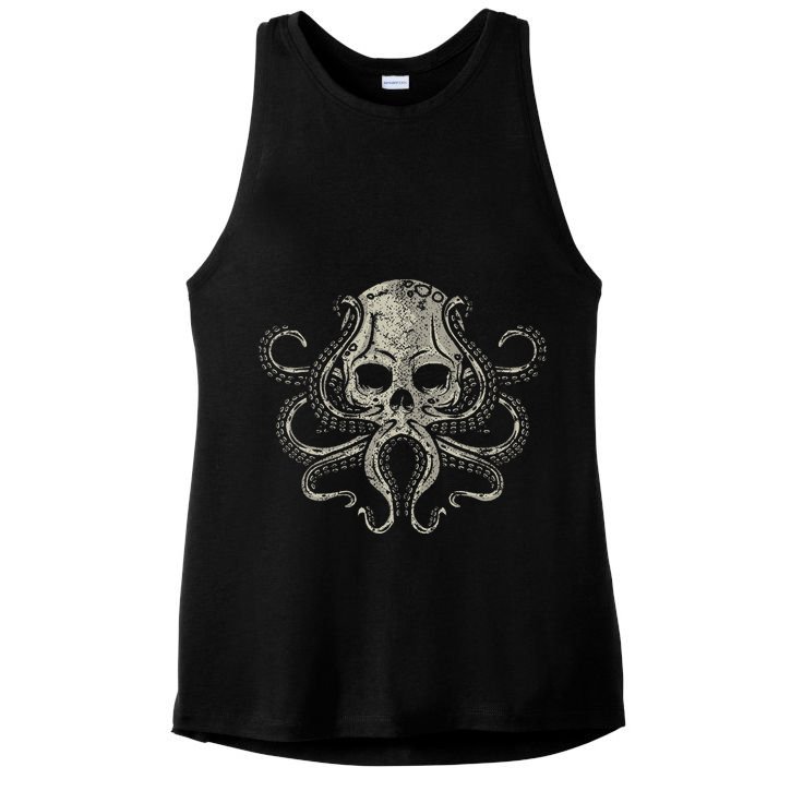 Creepy Octopus Skull Sea Monster Kraken Scuba Diver Goth Ladies PosiCharge Tri-Blend Wicking Tank
