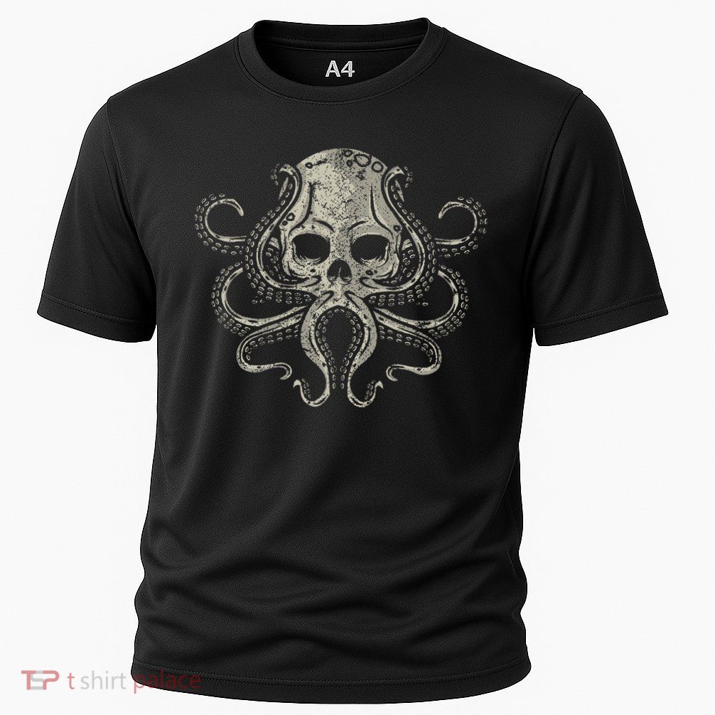 Creepy Octopus Skull Sea Monster Kraken Scuba Diver Goth Performance Shirt