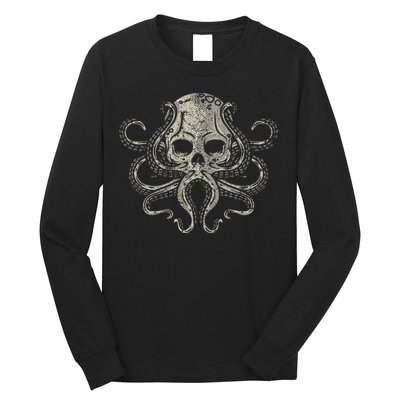 Creepy Octopus Skull Sea Monster Kraken Scuba Diver Goth Long Sleeve Shirt