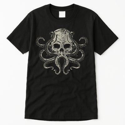 Creepy Octopus Skull Sea Monster Kraken Scuba Diver Goth Tall T-Shirt