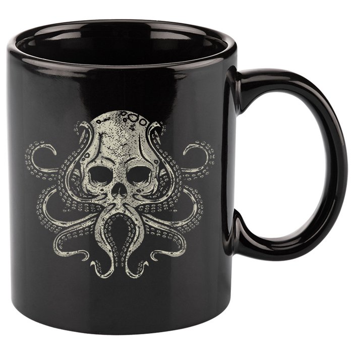 Creepy Octopus Skull Sea Monster Kraken Scuba Diver Goth 11oz C Handle Ceramic Mug