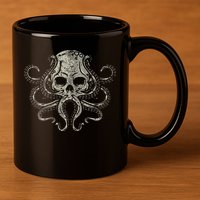 Creepy Octopus Skull Sea Monster Kraken Scuba Diver Goth 11oz C Handle Ceramic Mug