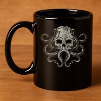Creepy Octopus Skull Sea Monster Kraken Scuba Diver Goth 11oz C Handle Ceramic Mug