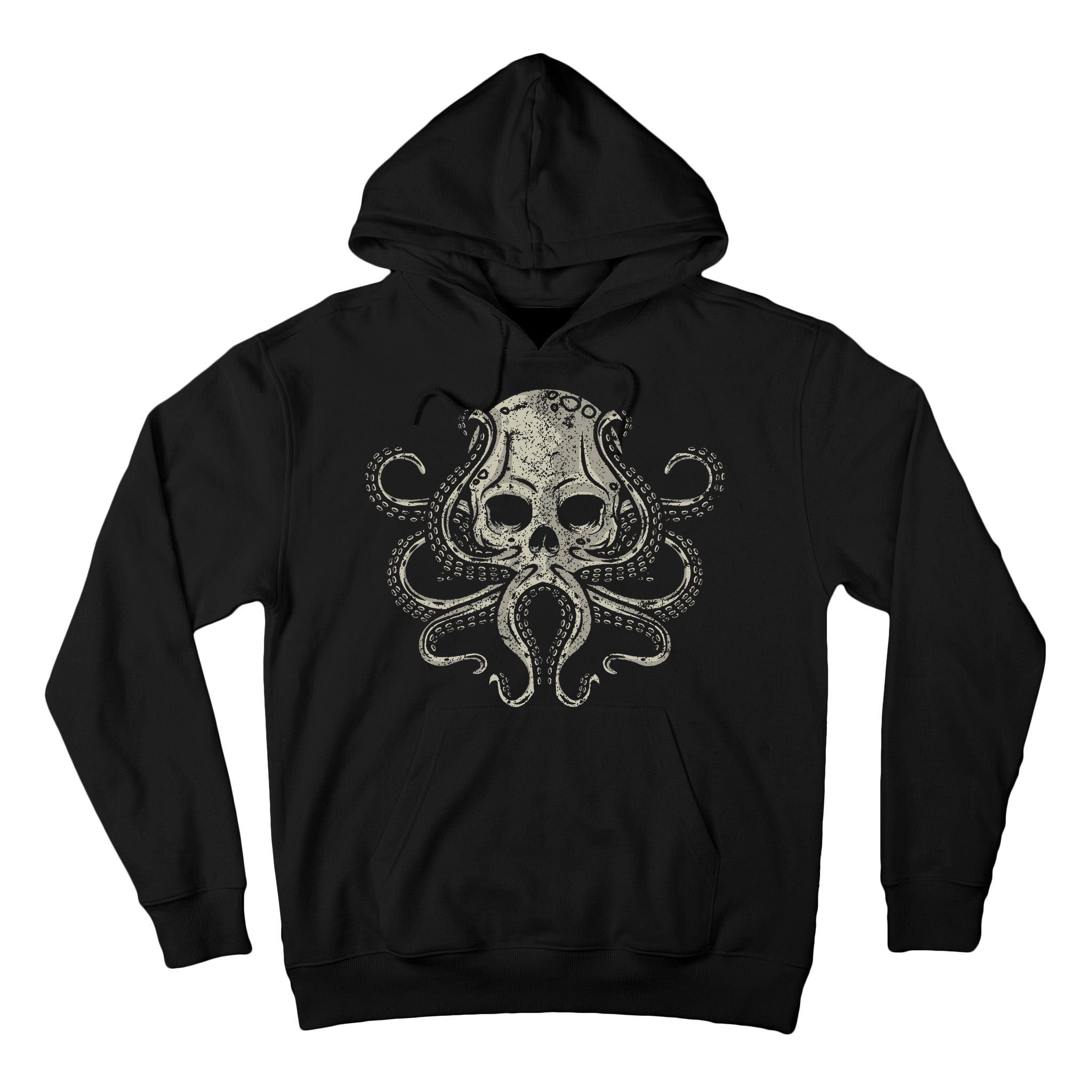Creepy Octopus Skull Sea Monster Kraken Scuba Diver Goth Tall Hoodie