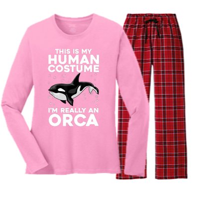 Cool Orca Sea Ocean Animal Orca Lover Women's Long Sleeve Flannel Pajama Set 