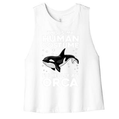 Cool Orca Sea Ocean Animal Orca Lover Women's Racerback Cropped Tank