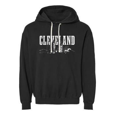 Cleveland Ohio Skyline Pride Vintage Cleveland Garment-Dyed Fleece Hoodie