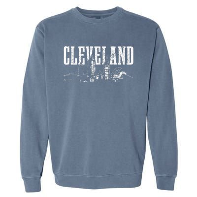 Cleveland Ohio Skyline Pride Vintage Cleveland Garment-Dyed Sweatshirt