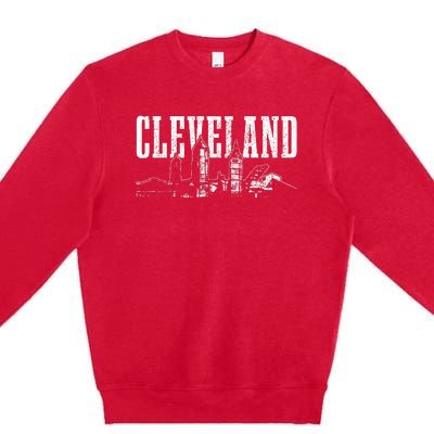 Cleveland Ohio Skyline Pride Vintage Cleveland Premium Crewneck Sweatshirt