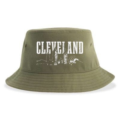 Cleveland Ohio Skyline Pride Vintage Cleveland Sustainable Bucket Hat