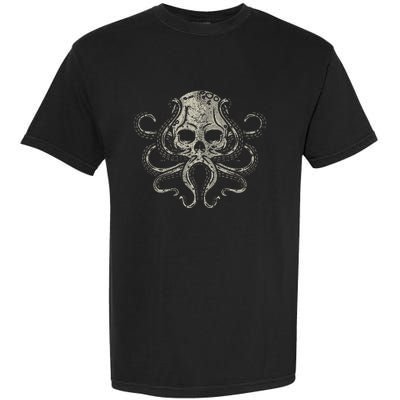 Creepy Octopus Skull Sea Monster Kraken Scuba Diver Goth Garment-Dyed Heavyweight T-Shirt