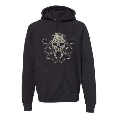 Creepy Octopus Skull Sea Monster Kraken Scuba Diver Goth Premium Hoodie