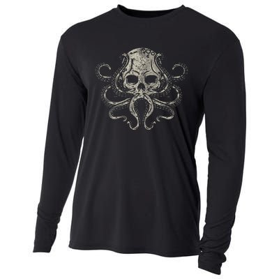 Creepy Octopus Skull Sea Monster Kraken Scuba Diver Goth Cooling Performance Long Sleeve Crew