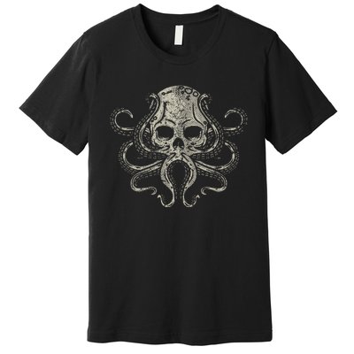 Creepy Octopus Skull Sea Monster Kraken Scuba Diver Goth Premium T-Shirt