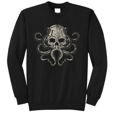 Creepy Octopus Skull Sea Monster Kraken Scuba Diver Goth Tall Sweatshirt