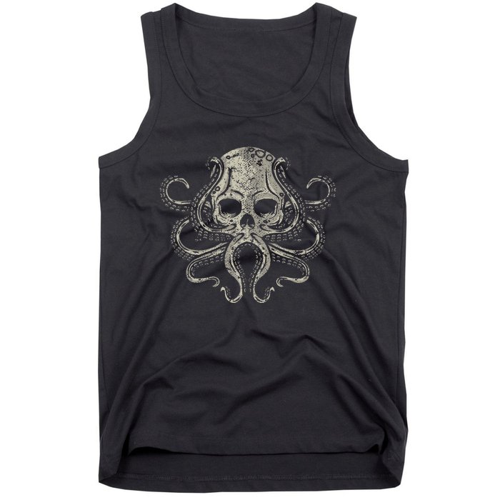 Creepy Octopus Skull Sea Monster Kraken Scuba Diver Goth Tank Top