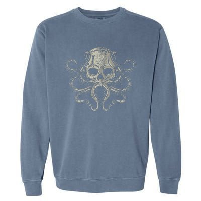 Creepy Octopus Skull Sea Monster Kraken Scuba Diver Goth Garment-Dyed Sweatshirt