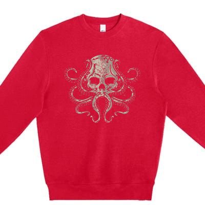 Creepy Octopus Skull Sea Monster Kraken Scuba Diver Goth Premium Crewneck Sweatshirt