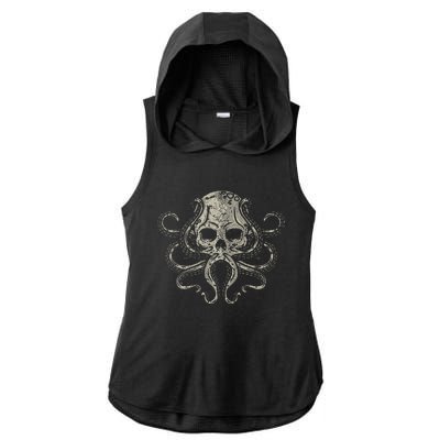 Creepy Octopus Skull Sea Monster Kraken Scuba Diver Goth Ladies PosiCharge Tri-Blend Wicking Draft Hoodie Tank