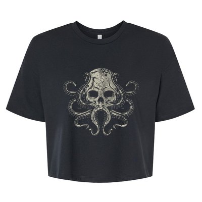 Creepy Octopus Skull Sea Monster Kraken Scuba Diver Goth Bella+Canvas Jersey Crop Tee