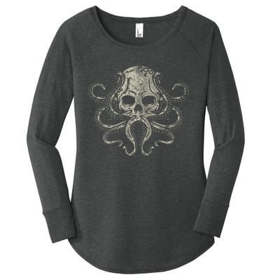 Creepy Octopus Skull Sea Monster Kraken Scuba Diver Goth Women's Perfect Tri Tunic Long Sleeve Shirt