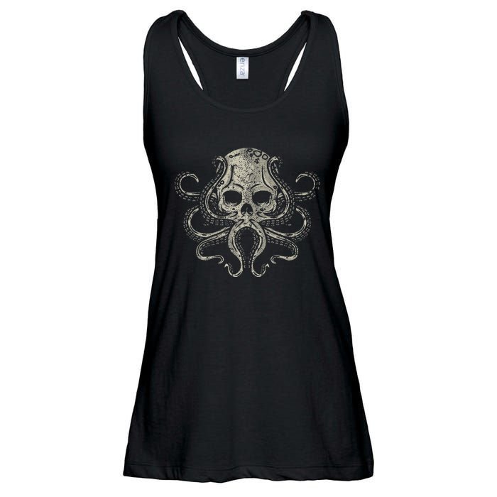 Creepy Octopus Skull Sea Monster Kraken Scuba Diver Goth Ladies Essential Flowy Tank